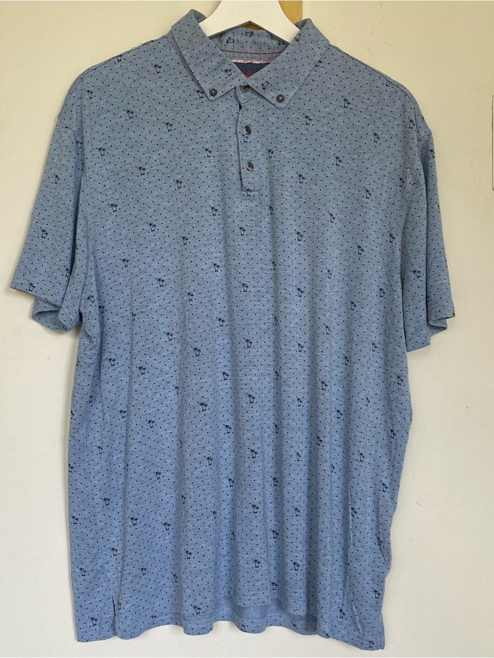 Bruno Milano Men’s Light Blue Short Sleeve Polo with Micro Print